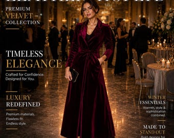 Velvet Maxi Coat Women – Burgundy Luxury Winter Coat, Elegant Evening Wear
