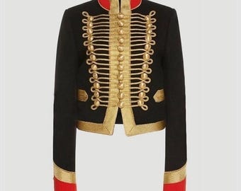 Women's Wool Hussar Jacket, Military Officer Style, Ceremonial Blazer