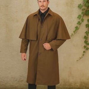 Handmade Men Wool Brown Inverness Cape Coat: Victorian Outerwear