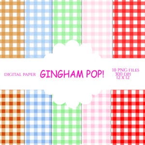 Motivi senza cuciture a quadri Gingham, modelli stampabili, carta per album (download digitale)