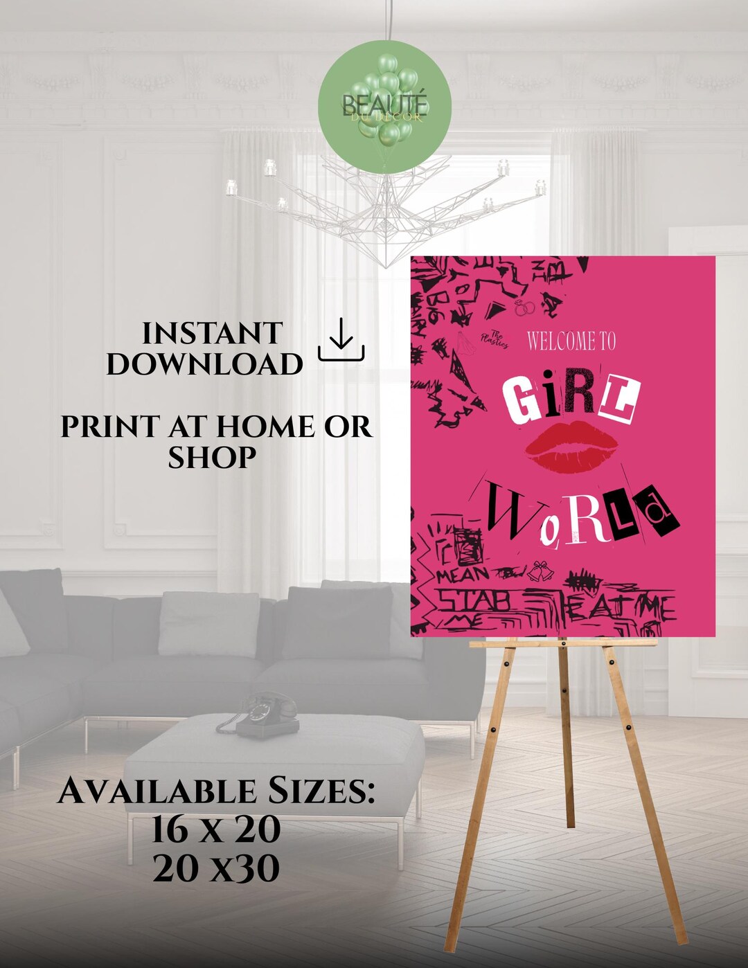 Burn Book Welcome Sign | Pink Girly Party Decor | Instant Download ...