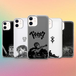Cover per telefono Berserk Anime per iPhone 17Pro, 17e, 16e, 16Pro, 15, 14, 13, Samsung S26, S25, S24, A56, A16, Pixel 10Pro, 10, 9Pro, 8A, 7A