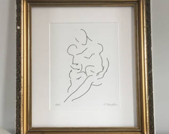 Twins, Signed Art Prints, Line Drawing, Minimalist Art, New Mother Gift, Nursery Decor, Matisse Inspired, Baby Shower, Baby gift, Modern Art