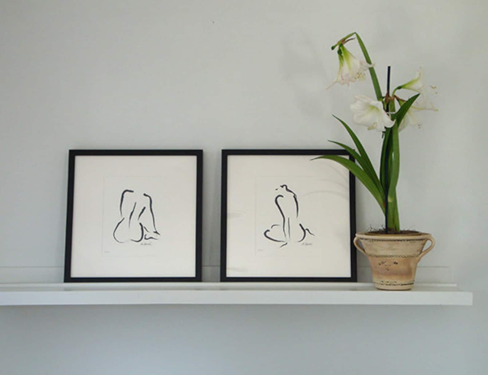 4 Abstract Ink Nudes Black & White Art Expressionist Modern | Etsy