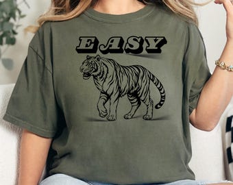Retro Tiger Graphic Tee: Comfort Colors Distressed Vintage Shirt