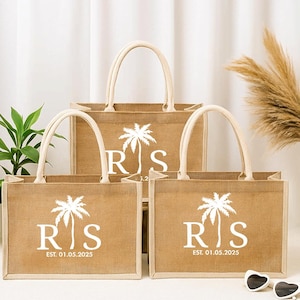Burlap Tote Bag, Beach Bag, Girls Trip Gift, Bridesmaid Beach Bag, Beach Bag with Name, Birthday Party Bags, Tote Bags, Bachelorette Bags