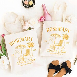 Personalized Beach Bag, Custom Girls Trip Bag, Bridesmaid Beach Tote Bags, Bachelorette Gifts for Her, Rosemary Florida Beach Tote Bag