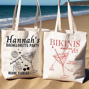 Custom Bachelorette Tote Bag, The Bach Club South Beach with Hand-Drawn Bikini Tote Bag, Bachelorette Trip Bag,Bachelorette Party Favors Bag