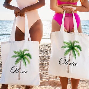 Palm Tree Wedding Welcome Tote Bags, Custom Guest Gifts, Tropical Gift Bags, Island Wedding, Destination Wedding Tote Bag, Bridesmaid Tote