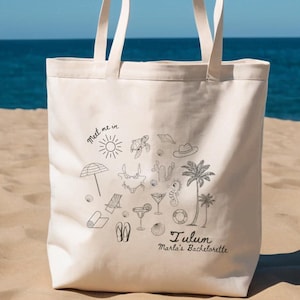 Coastal Doodle Tote Bag, Last Toast on the Coast, Destination Wedding Welcome Tote, Coastal Bachelorette, Brides Last Toast, Hand Drawn Tote