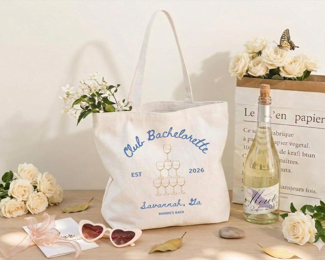 Bachelorette Party Tote Bag, Custom Bridesmaid Canvas Tote, Bach ...