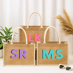 Personalized Bridesmaid Tote Bags,Custom Burlap Gift Bag,Beach Tote Bag,Bachelorette Party Bag,Bridesmaid Proposal Gift,Wedding Gift Bag