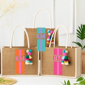 Personalized Shadow Monogram Jute Carryall Bag, Bridesmaid Tote Bags, Bridesmaid Proposal Bags, Personalized Burlap Totes,Tote Bag With Name