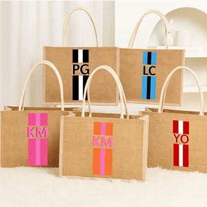 Bridesmaid Burlap Bags Personalized, Bridesmaid Proposal Bags, Monogram Tote Bag,Bridesmaid Gift Bag,Bachelorette Party Bags,Beach Tote Gift