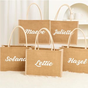 Bridesmaid Burlap Bags Personalized,Bridesmaid Proposal Bags,Monogram Tote Bag,Bridesmaid Gift Bag,Bachelorette Party Bags,Beach tote gift