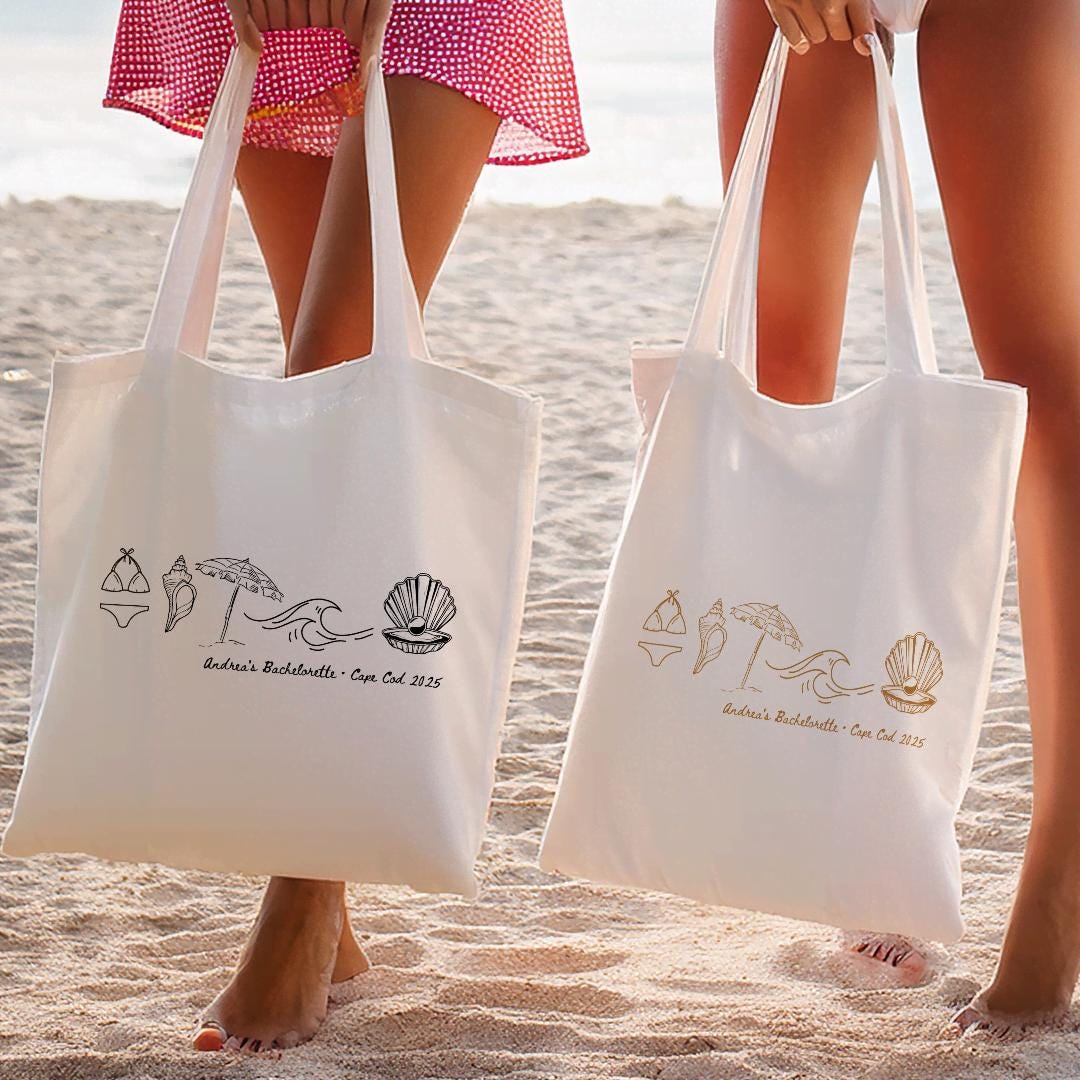 Beach Tote Bag – 'Last Toast On The Coast' Canvas, 16.55x13.7 Inch, Coastal Wedding & Bachelorette Gift For Bride - View #13