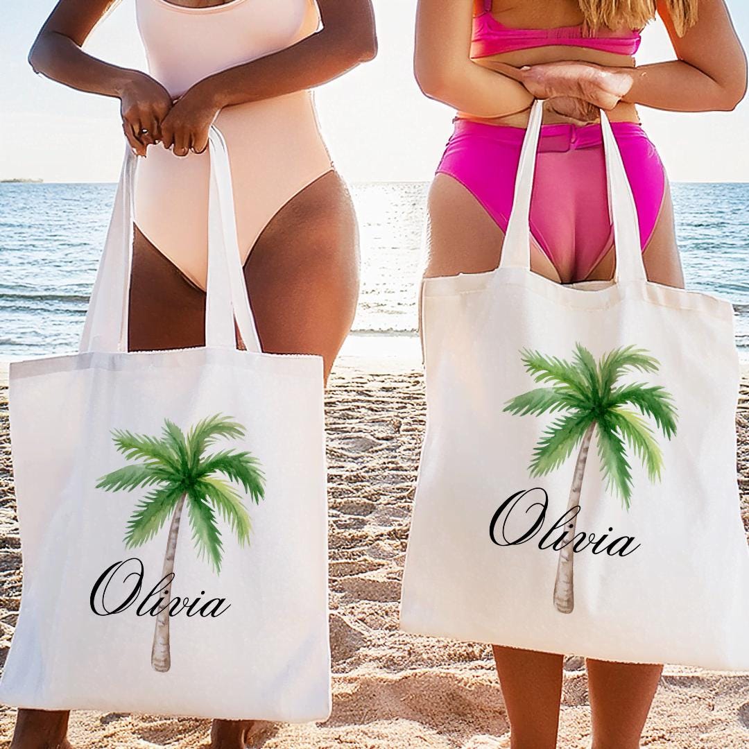 Bolsas de regalo de bienvenida para bodas con palmeras, regalos personalizados para invitados, bolsas de regalo tropicales, bodas isleñas, bolsas de regalo para bodas de destino, bolsas de regalo para damas de honor