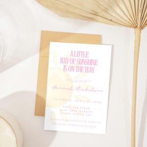 A little Ray Of Sunshine Is On The Way, Baby Shower Invitation, Editable Template