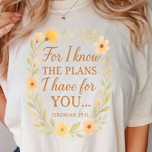 Jeremiah 29:11 PNG | Bible Verse Sublimation Design with Floral Wreath | Christian Scripture Quote for Shirts, Mugs, Wall Art |