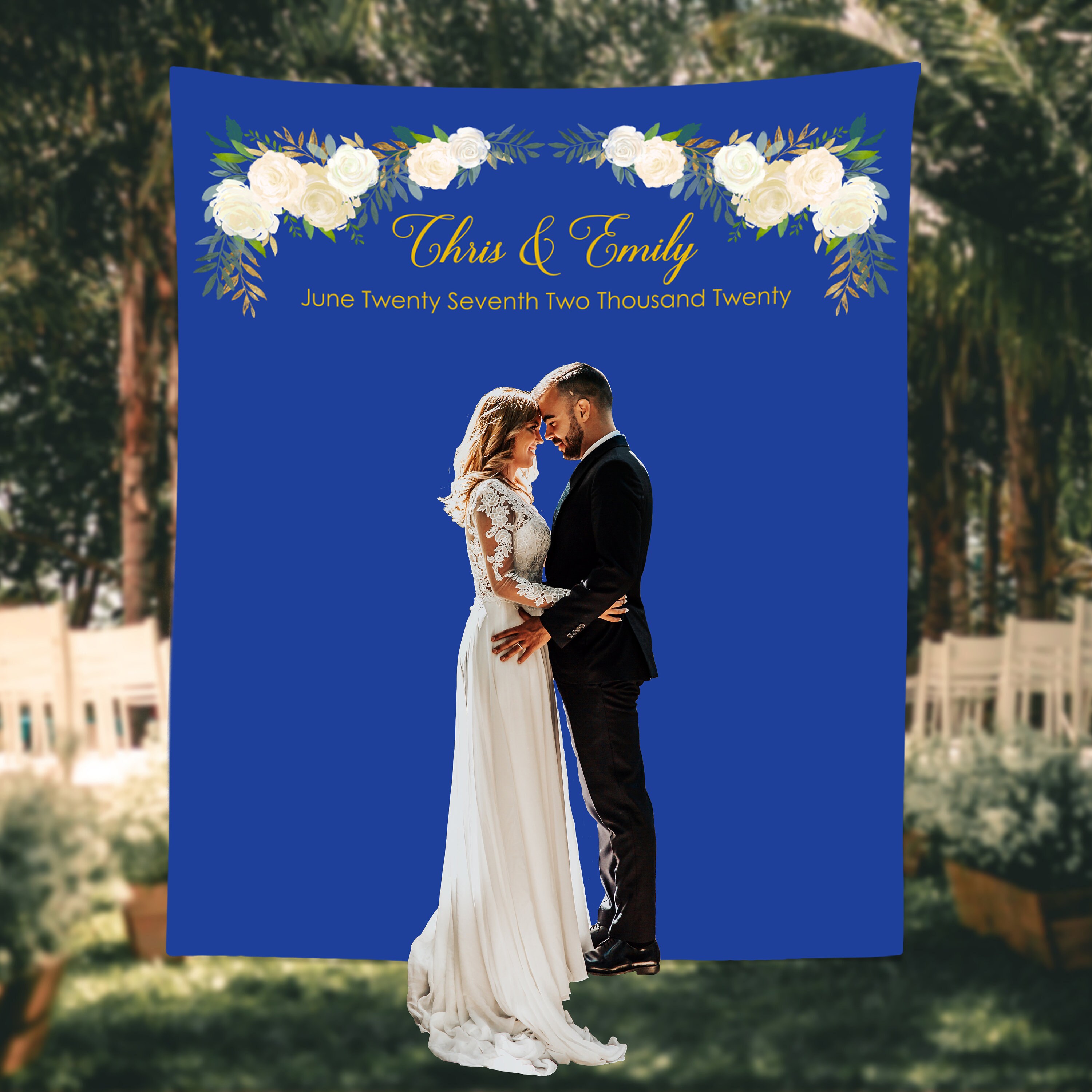 Blue and Gold Wedding Photo Backdrop Wedding Photo Booth Etsy