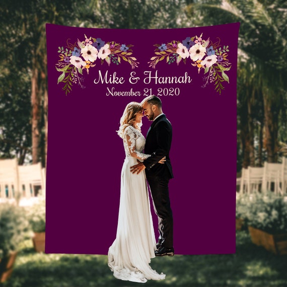 Boho Floral Wedding Reception Backdrop Plum Wedding Photo Etsy