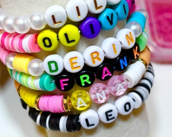 Custom Heishi Name Bracelet | Personalized Clay Bead Jewelry