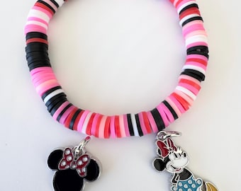 Pulsera con dijes de Minnie Mouse / Pulsera de cuentas inspirada en Disney