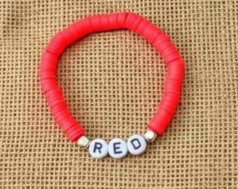 Pulsera de cuentas rojas hecha a mano: estilo heishi vibrante