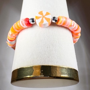 Orange Heishi Beaded Bracelet: Citrus Summer Jewelry