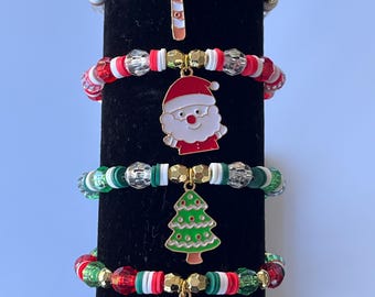 Christmas Charm Bracelet: Santa, Tree, Gingerbread, Candy Cane
