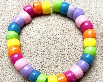 Rainbow Beaded Bracelet: Fun Candy Color Friendship Jewelry