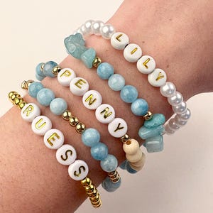 Personalized Word Bracelet, Kids Name Bracelet, Stacking Mama Bracelet, Custom Name Beaded Bracelet, Personalized Gift, Stretch Bracelet