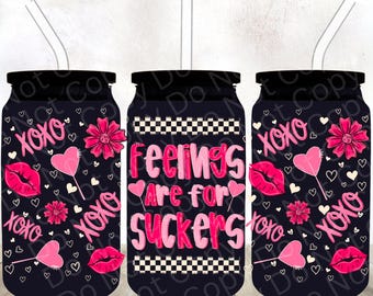 16oz Tumbler Wrap PNG | Feelings Are For Suckers | Funny Anti Valentine Wrap | Digital Download | Sublimation DTF | Candy Heart Cup Wrap