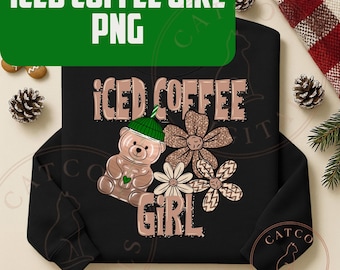 Starbucks Inspired Bear Cup PNG • Iced Coffee Girl PNG • Cute Coffee Bear Design • Neutral Aesthetic Sublimation File • DTF Print Download
