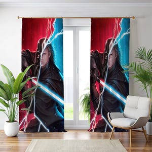 Star Wars-gardin, Anakin Skywalker Delat ansikte fönsterdraperi, Jedi vs Sith Transformation Hemgardin