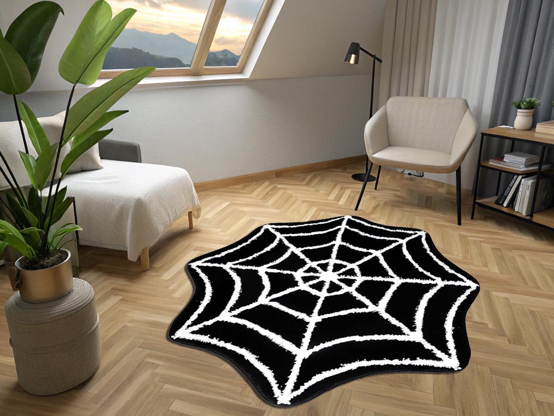 Spider Web Rug, Soft Bamboo, Halloween Decor - Etsy
