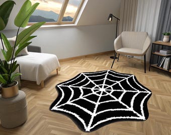 Web Rug,Spider Web,Halloween Decor,Bedroom Decor,Cool Rug,Tufting Look Soft Bamboo Rug,Printed Rug,Decorative Rug,Funny Area Rug,Decupe Rug