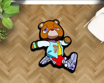 Kanye West Dropout Bear Rug, Custom Handmade Non-Slip Area Rug