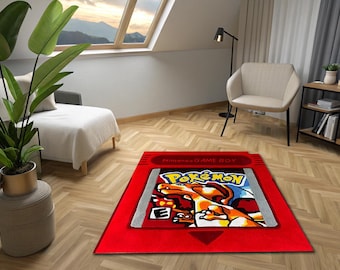 Gameboy Color Rug, Red Game Cartridge, Gamer Room Decor,