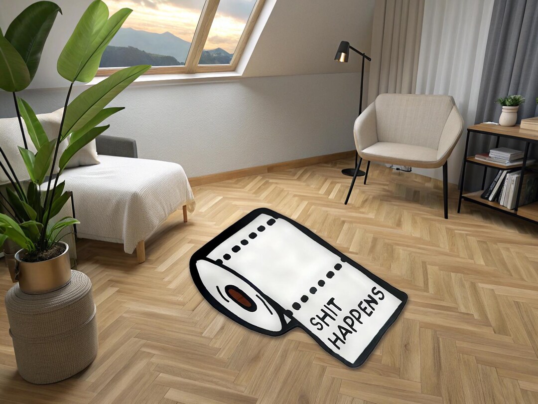 Stupid Rug Funny Toilet Paper Rug: Super Soft Bamboo Fiber, 'shit Happens' Decor ...