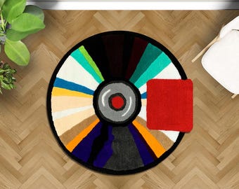 Kanye West CD Rug, Dropout Bear Design, Handmade Tufted Look Printed Area Rug,