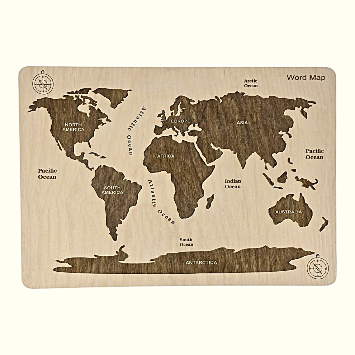 Wood Cut World Map Template Laser Cut 3mm Plywood (cdr, Dxf, Ai, Svg ...
