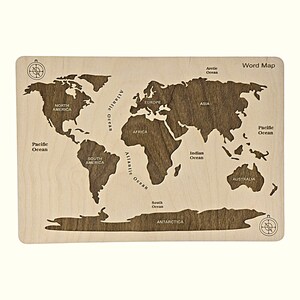 Houtgesneden wereldkaartsjabloon lasergesneden 3 mm multiplex (cdr, dxf, ai, svg-bestandsindelingen)