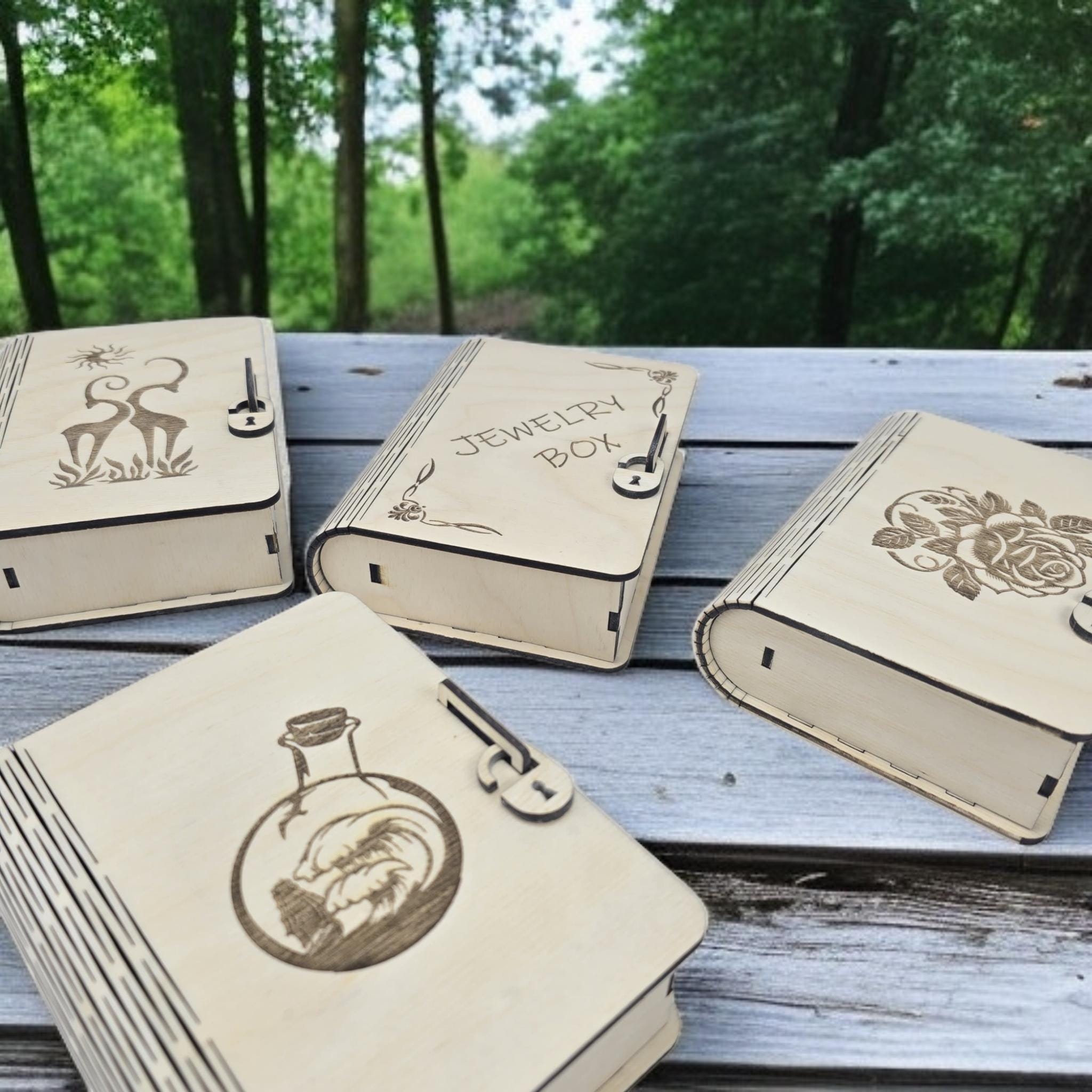 Lockable Book Box SVG Bundle: Laser Cut Jewelry Box Designs (digital ...
