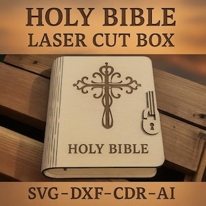 Laser geschnitten Bibel Box SVG DXF: Buchbox aus Holz (Digitaler Download)