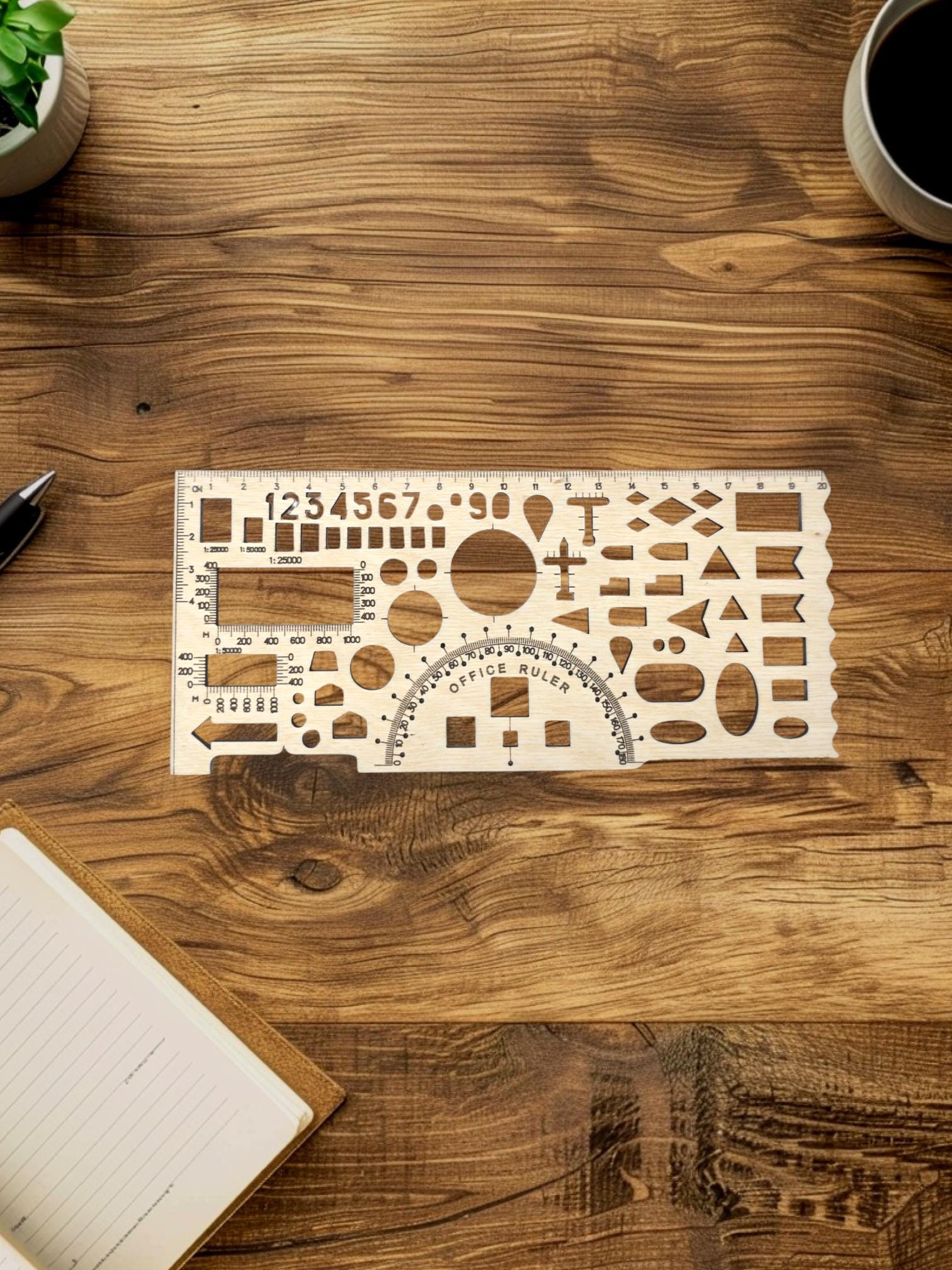 File With Ruler Wooden Ruler Laser Cut Dijital Files 3mm/6mm Plywood (cdr, Dxf, Ai, Svg ...