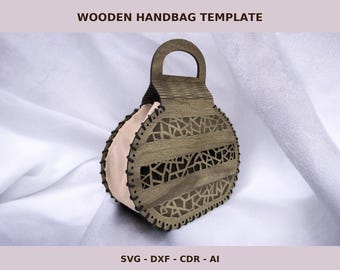 Sjabloon lasergesneden houten handtas: SVG DXF AI-bestanden (3-6 mm multiplex)