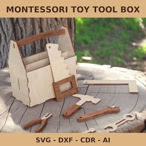 Montessori Toy Tool Box Svg DXF CDR AI – Digital Laser Cut Template for Kids