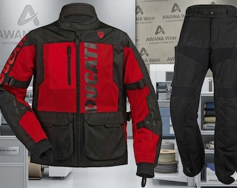 Ducati Tour Sommar C1 Motorcykelställ – Röd & Svart Herr Pansar Cordura Touringutrustning
