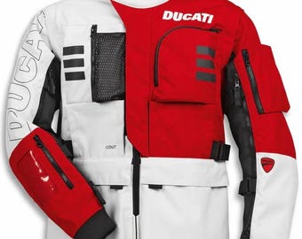 Ducati Explorer 2.0 Vattentät textilmotorcykeljacka för män – Röd och svart skyddande racingutrustning